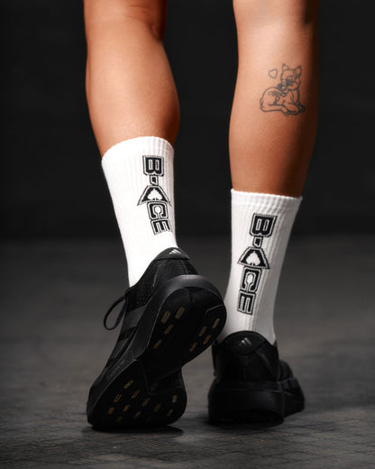 Socks White / Black Vertical Back